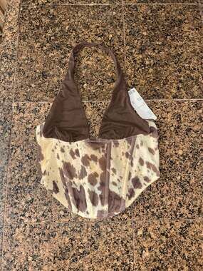 Windsor Wild Side Leopard Halter Corset Top